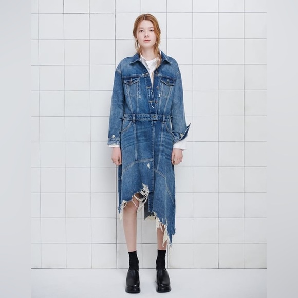 Zara Ripped Denim Jacket Dress